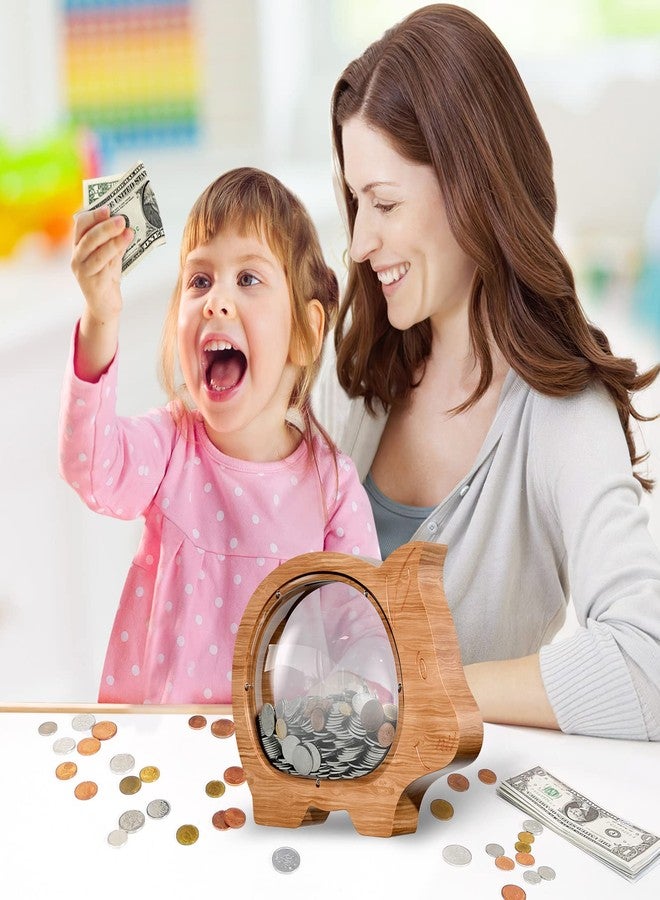 ladenk Wooden Clear Piggy Bank for Boys Girls Kids, Large Unbreakable Wood Money Bank, Cute Coin Bank Creative Saving Bank for Christmas Birthday Gift Baby Shower… - Image 5